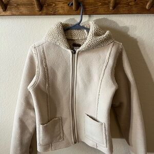 Old Navy Unisex Cream Puffer Jacket with Standing Collar